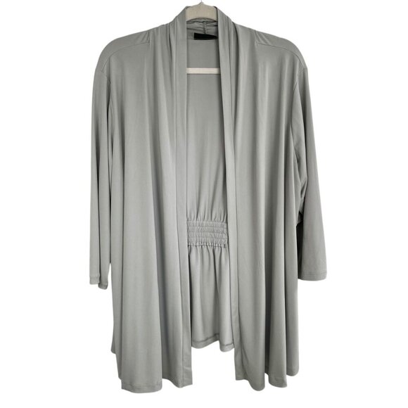 Susan Graver Liquid Knit Open Front Cardigan 2X Gray • Minimalist Neutral Staple - Picture 2 of 12